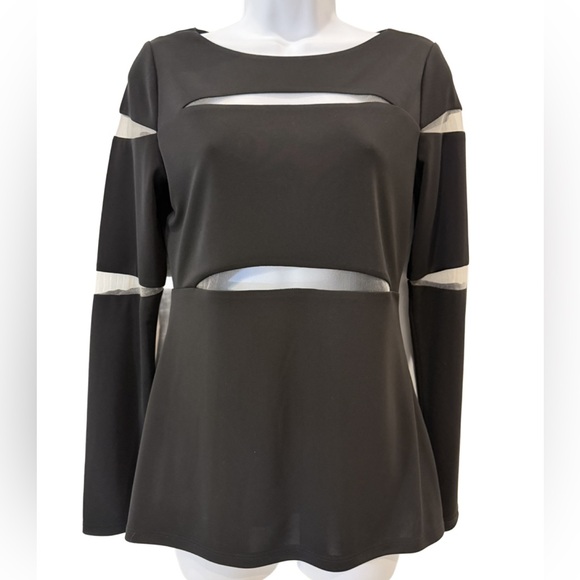Bailey 44 Black and White Cut-Out Mesh Blouse, Medium - Picture 1 of 8